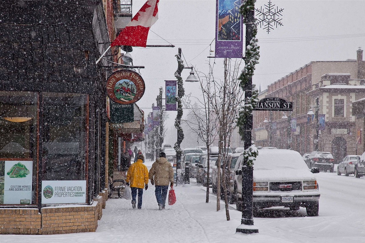 Snowy day in downtown Fernie