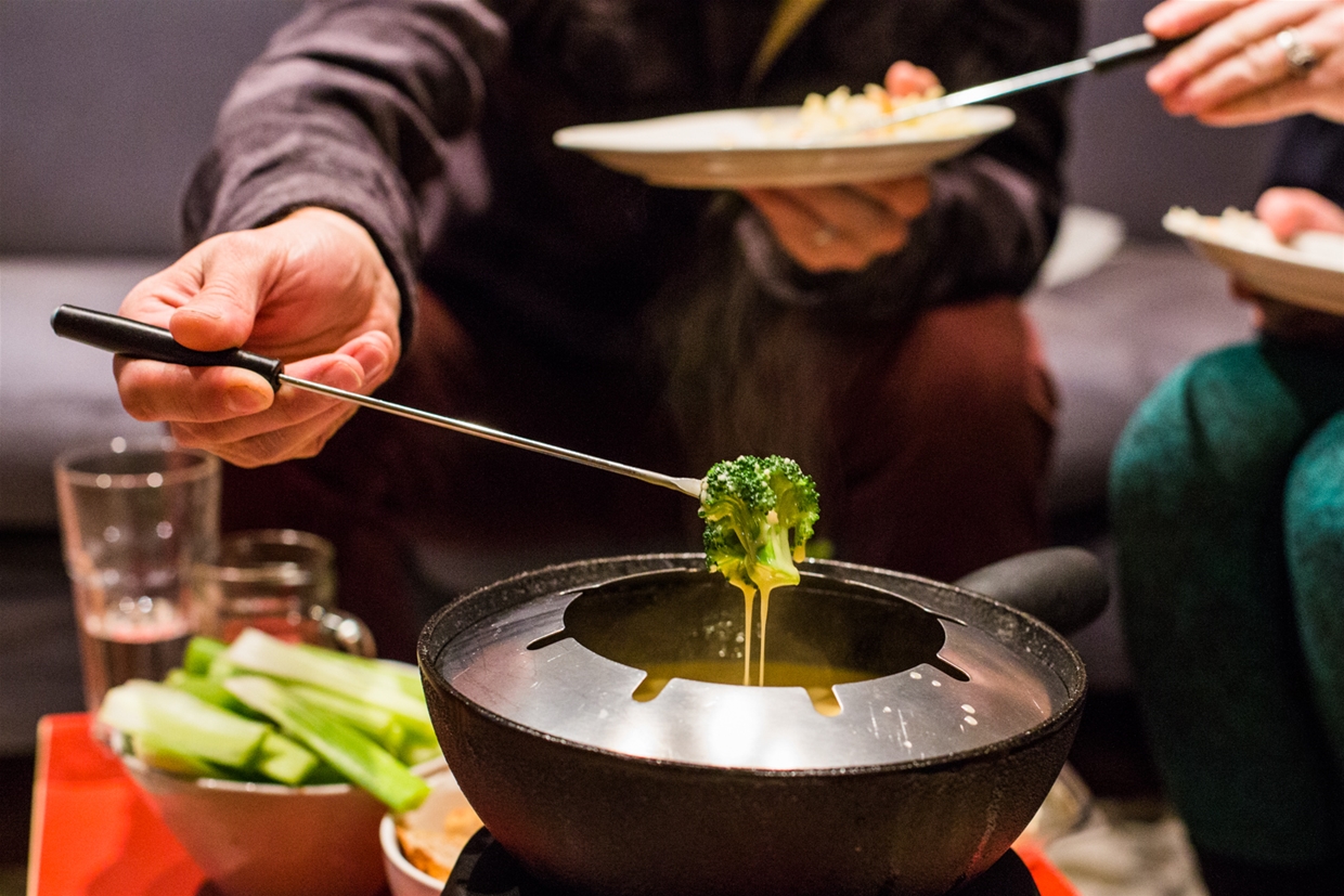 Raw veg are an excellent choice for fondue