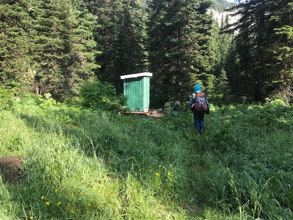 New pit toilet at trailhead, eastern side