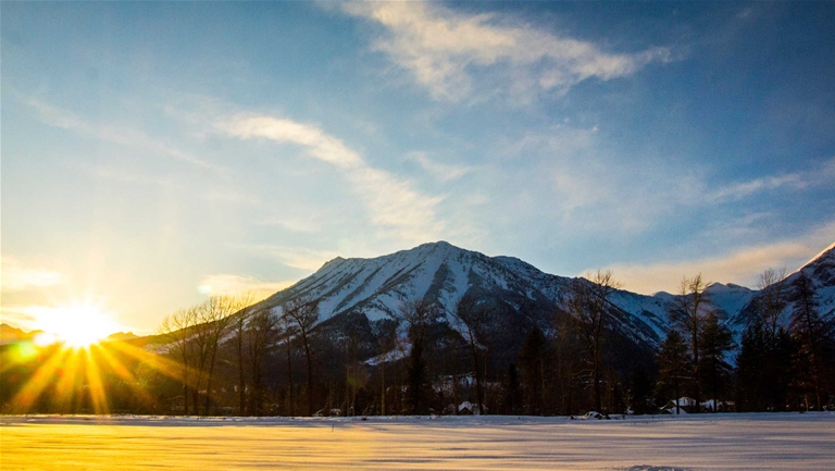 Winter sunset and Mount Fernie