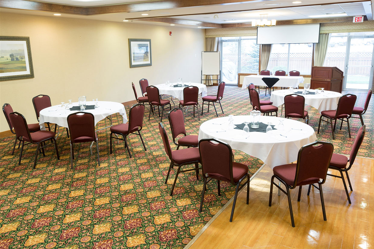 Round table set-up in the Mount Trinity Room 