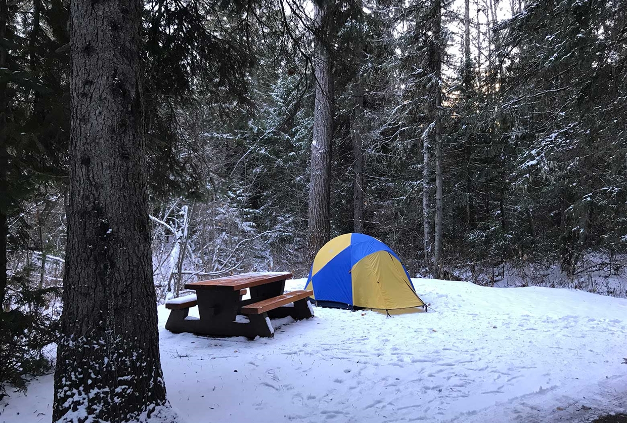 Limited camp sites during winter season, not maintained or plowed