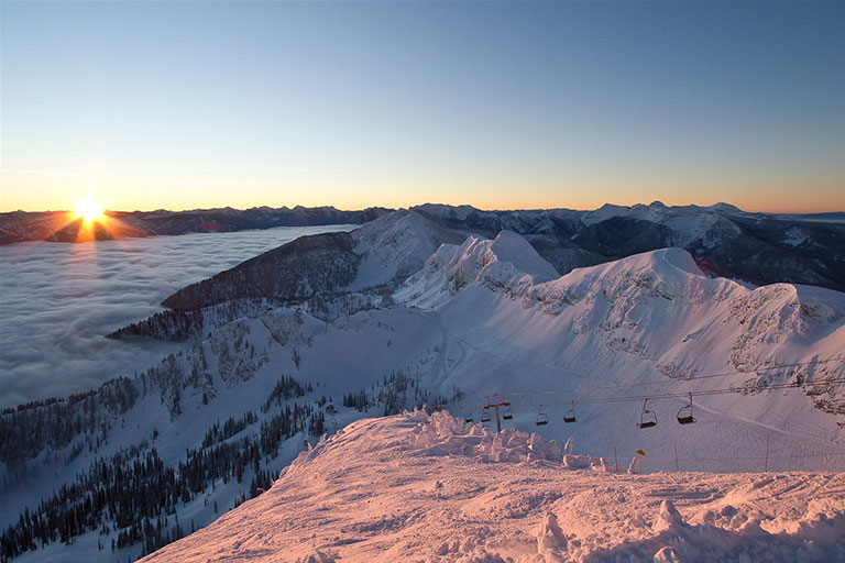 Sunrise view from Polar Peak at Fernie Alpine Resort