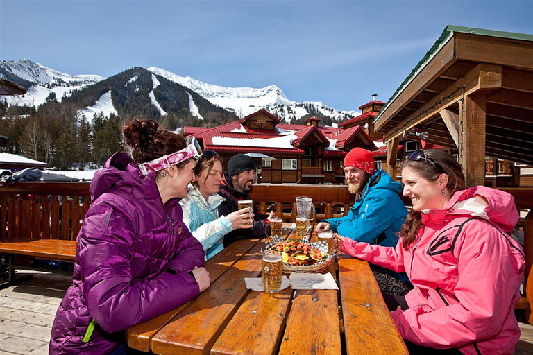 Break for lunch in the village at Fernie Alpine Resort