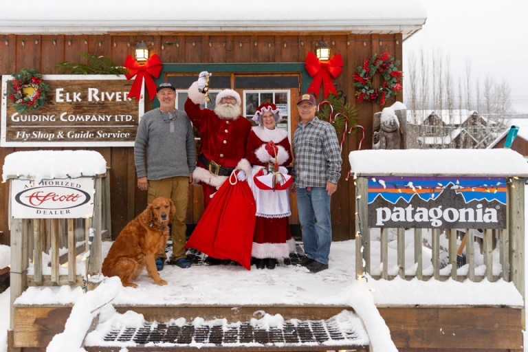 Santa and Mrs. Claus visiting local businesses during the Holiday KickOff