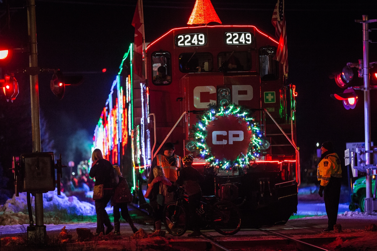 Live music by the Arts Station in as the CP Holiday Train pulls into Fernie, BC