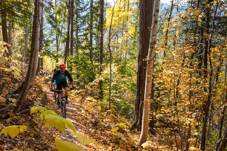 Fall mountain biking on Hyper Vent Trail in Fernie