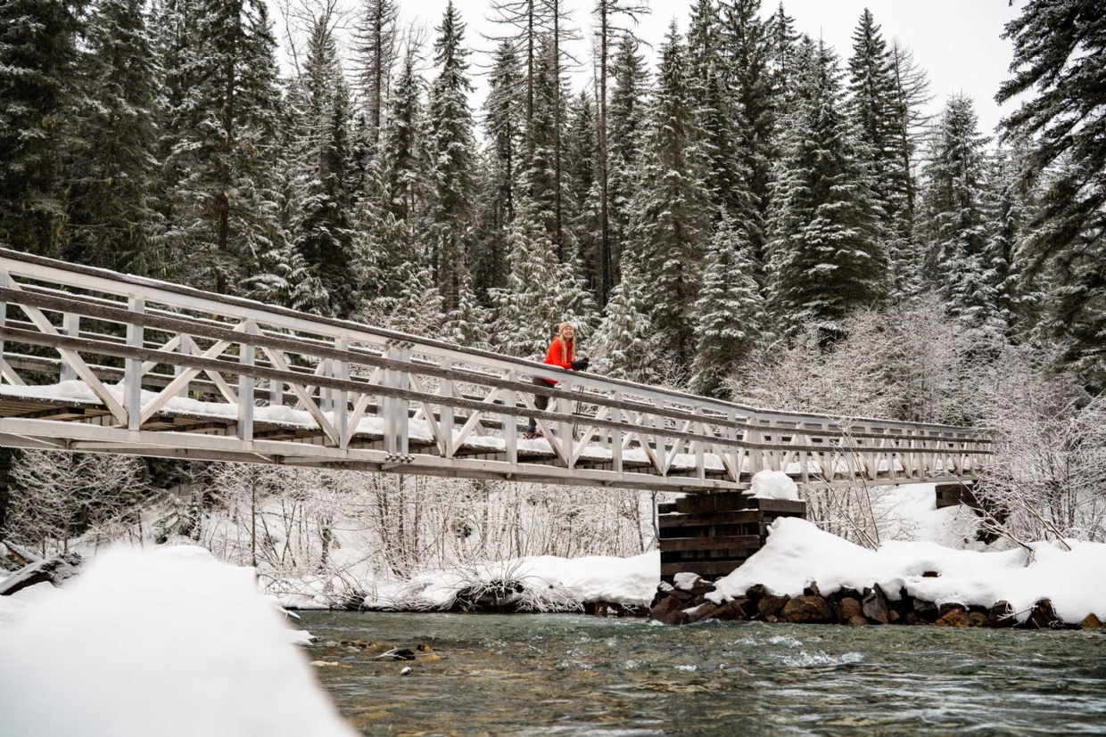 Standing on the Gorby Bridge in Mt Fernie Provincial Park