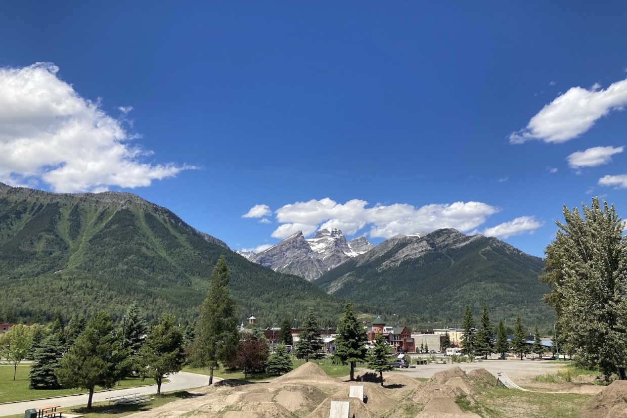 The Three Sisters from the Fernie Dirt Jump Park. 2.30pm, Monday, June 24, 2024.