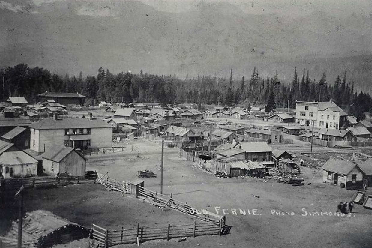 The first town of Fernie - on the banks of Coal Creek