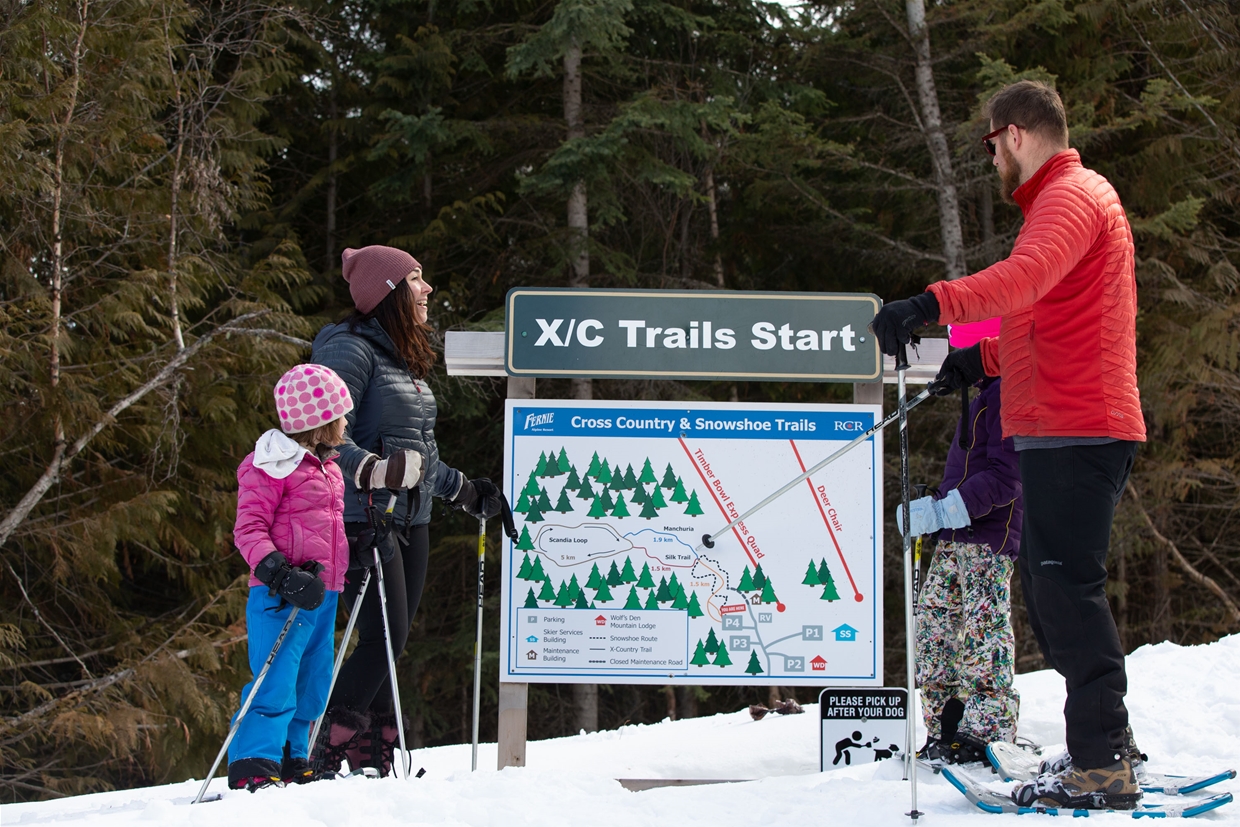 Fernie Alpine Resort snowshoe trails begin at Parking Lot 4