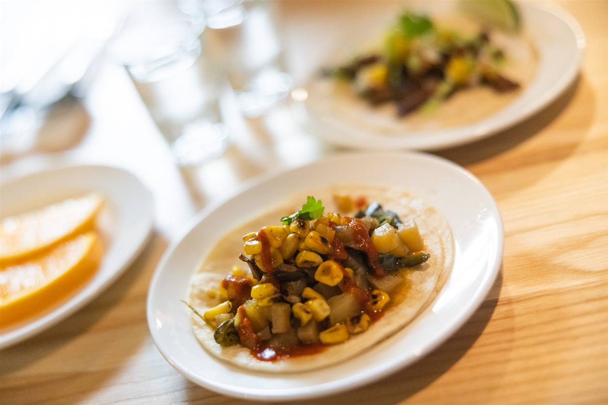 Choose from a selection of tacos featuring traditional flavours