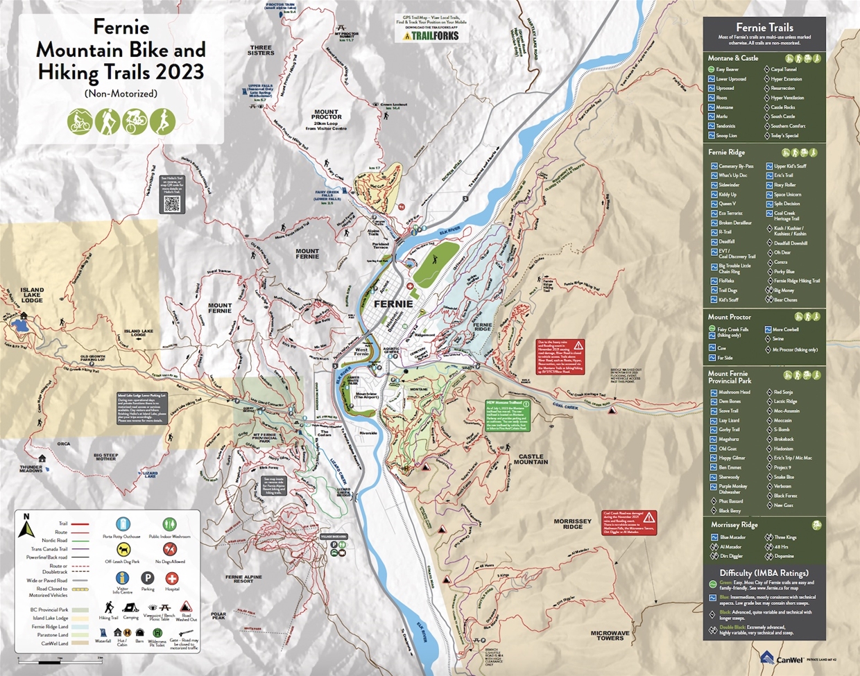 Fernie Multi-Use Trail Map 2023