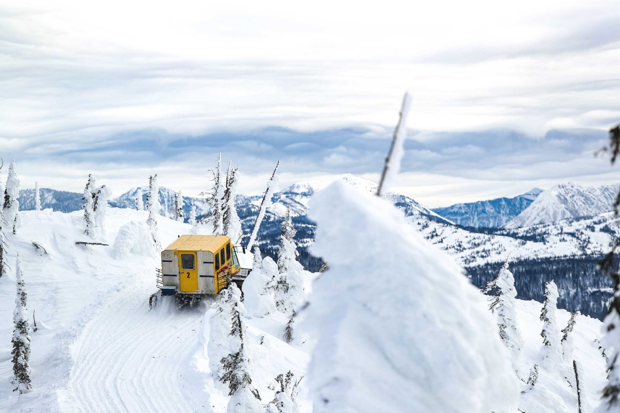 Heated cat will take you and 11 of your friends to ski the best pow! Photo by Steve Reed