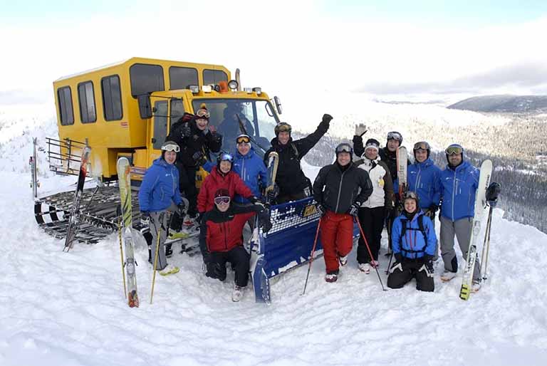 Happy group of FWA snowcat skiers 