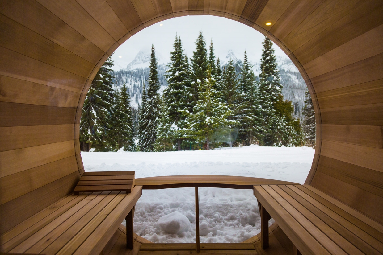 A sauna with a view