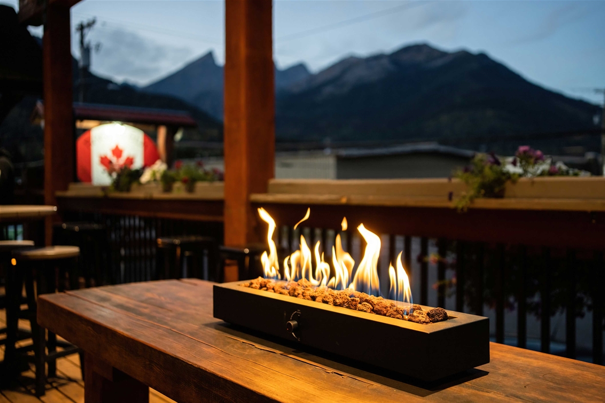 Enjoy an evening fire on The Kodiak patio